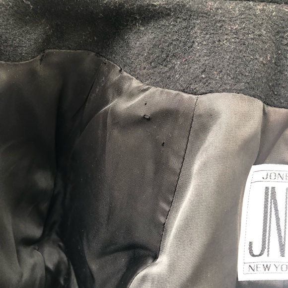 Vintage Jones New York 100% Pure Wool Black Double-Breasted Trench Coat size XL - Picture 14 of 14